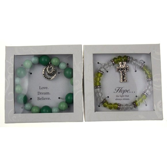Jewelry Necklace Bracelet Religious Lot 8 Faith God Love Hope Dream Believe - Picture 2 of 3